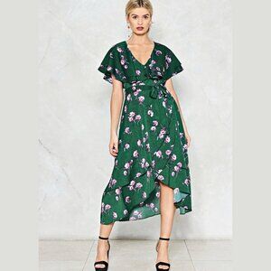 NWT - Nasty Gal Leaf You To It Floral Dress - Green - Size 4